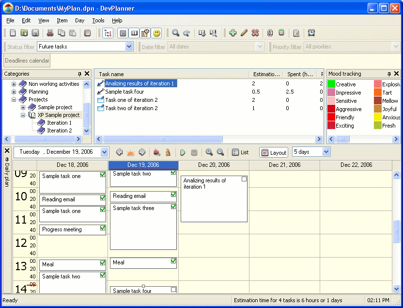 Screenshot of DevPlanner